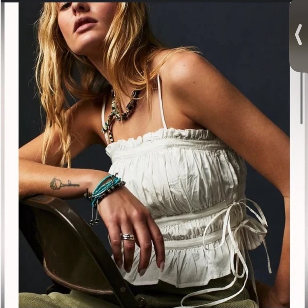 FREE PEOPLE shirred/ tied Gabby top